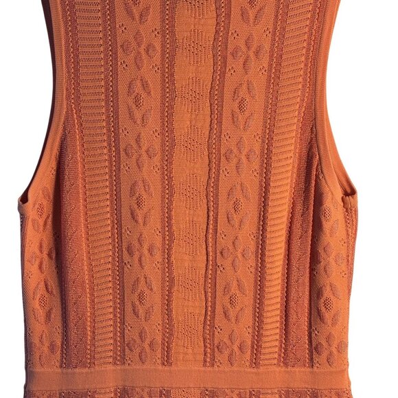 Etcetera XS Orange Knit Sleeveless Dress With Fit & Flare Design - Picture 4 of 11